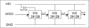 WS2812B wiring with a diode level shifter